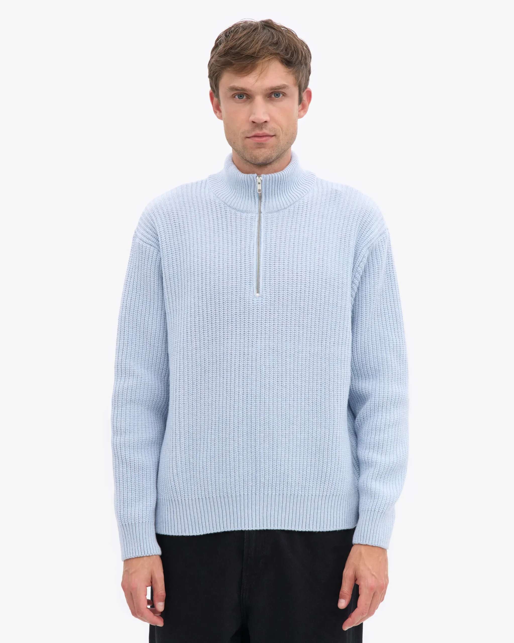 Merino Quarter Zip - Polar Blue