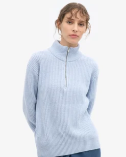 Merino Quarter Zip - Polar Blue