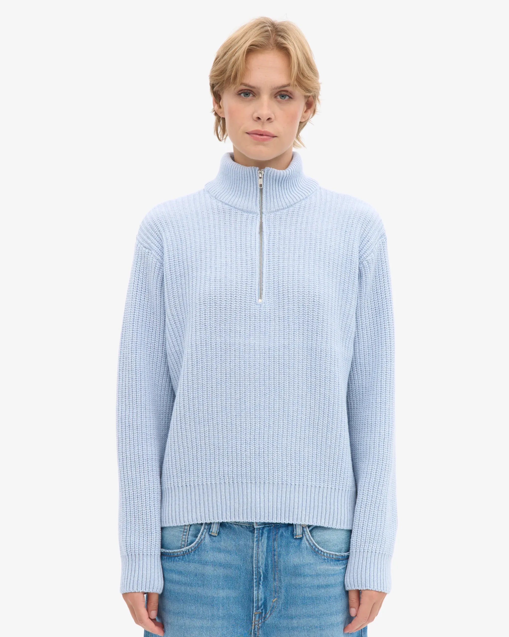 Merino Quarter Zip - Polar Blue