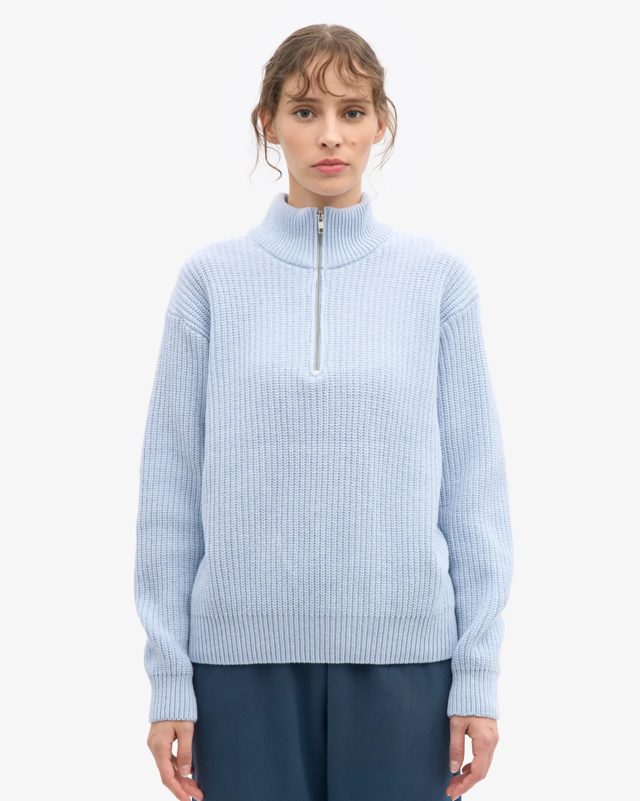 Merino Quarter Zip - Polar Blue