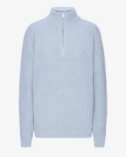 Merino Quarter Zip - Polar Blue