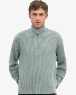 Merino Quarter Zip - Steel Blue