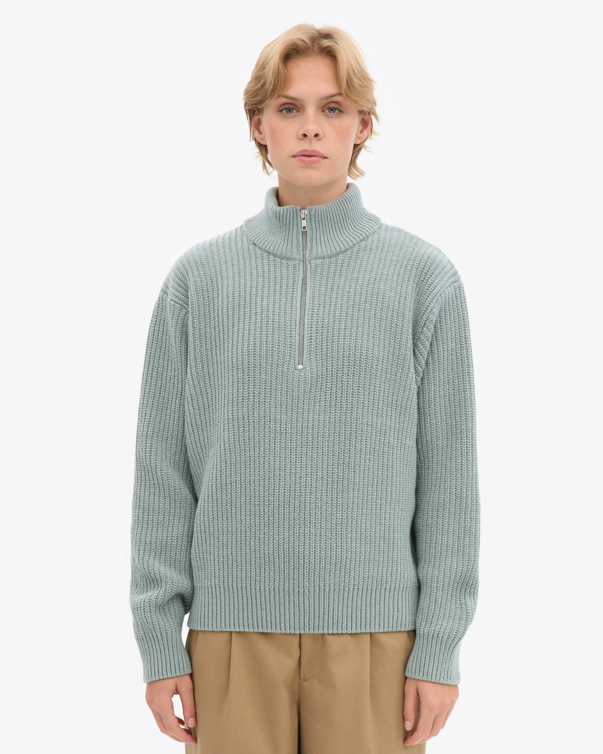 Merino Quarter Zip - Steel Blue