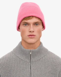 Merino Wool Beanie - Bubblegum Pink