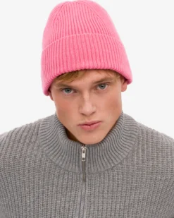 Merino Wool Beanie - Bubblegum Pink