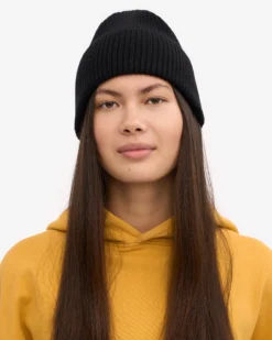 Merino Wool Beanie - Deep Black