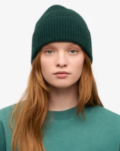 Merino Wool Beanie - Emerald Green