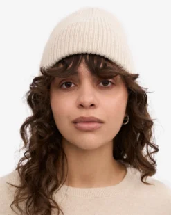 Merino Wool Beanie - Ivory White