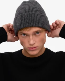 Merino Wool Beanie - Lava Grey