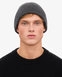 Merino Wool Beanie - Lava Grey