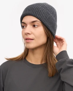 Merino Wool Beanie - Lava Grey
