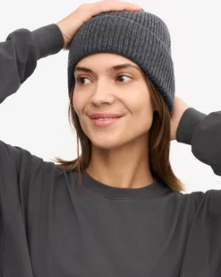Merino Wool Beanie - Lava Grey