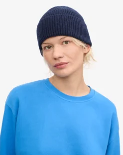 Merino Wool Beanie - Marine Blue
