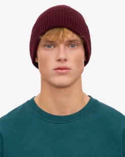 Merino Wool Beanie - Oxblood Red
