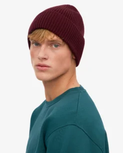 Merino Wool Beanie - Oxblood Red