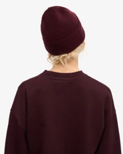Merino Wool Beanie - Oxblood Red