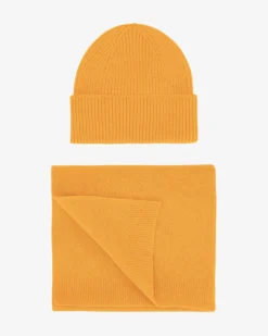 Merino Wool Beanie & Scarf - Burned Yellow