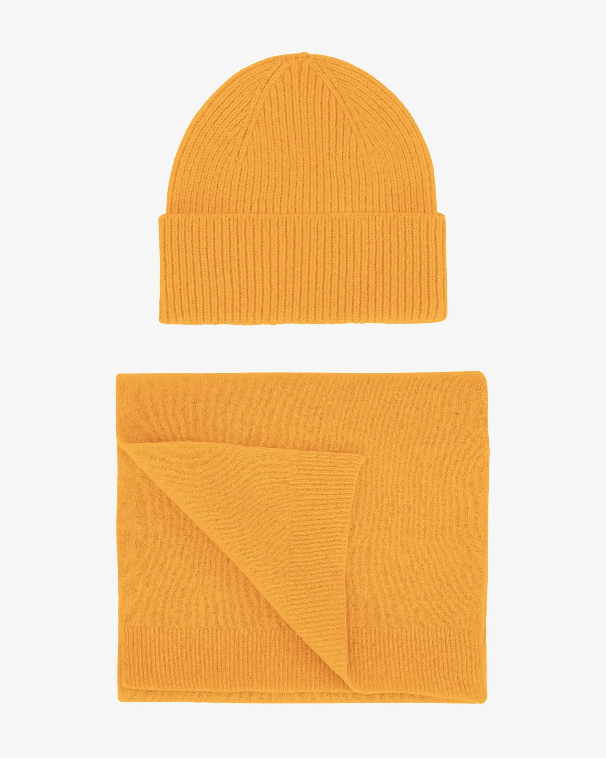 Merino Wool Beanie & Scarf - Burned Yellow