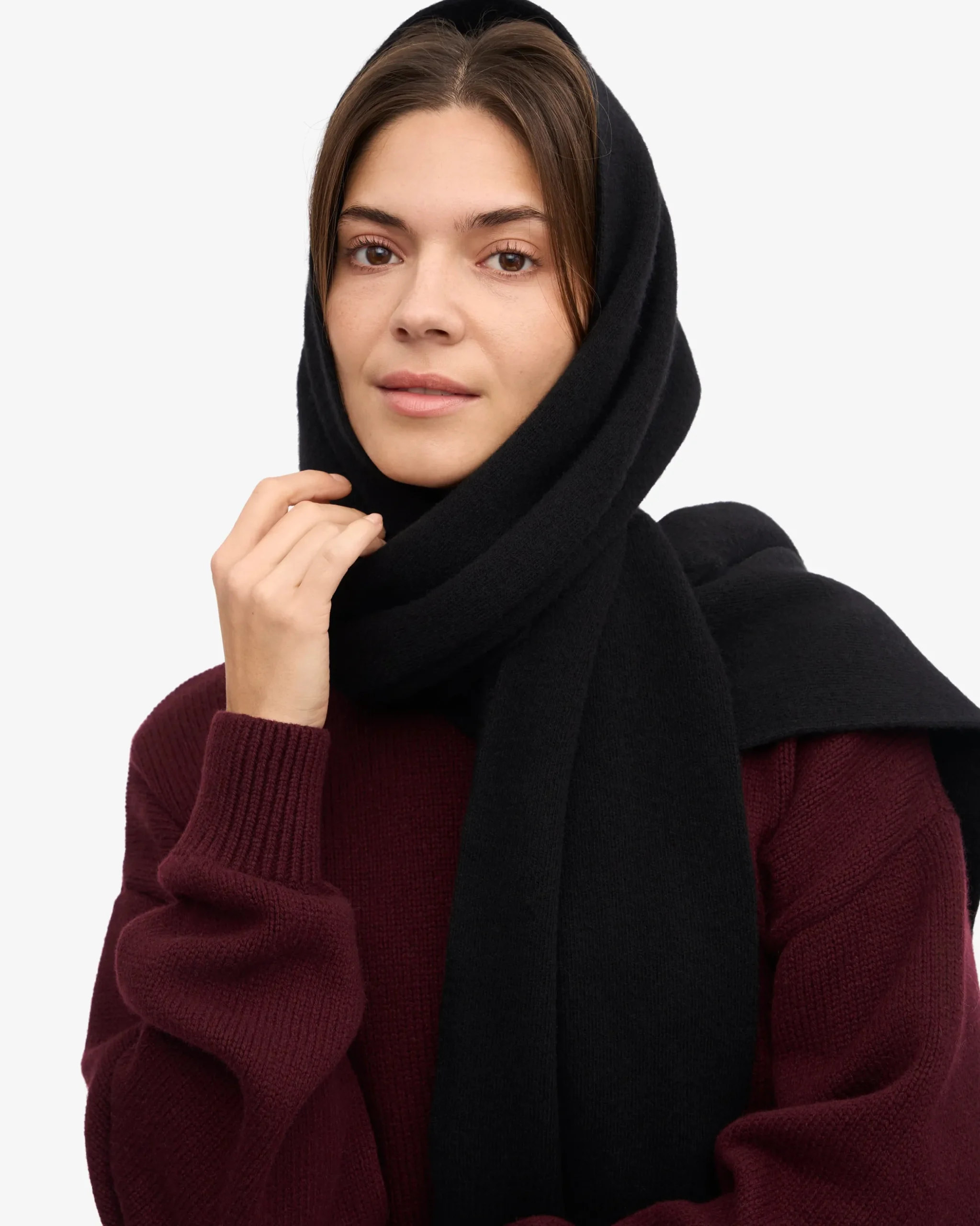 Merino Wool Beanie & Scarf - Deep Black