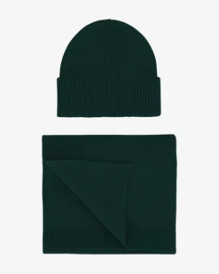 Merino Wool Beanie & Scarf - Emerald Green