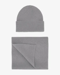 Merino Wool Beanie & Scarf - Heather Grey