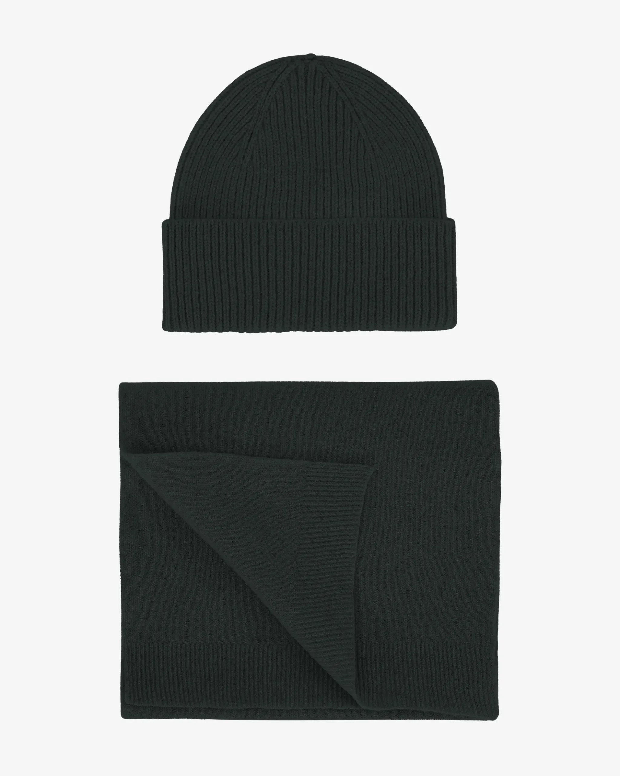 Merino Wool Beanie & Scarf - Hunter Green