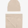 Merino Wool Beanie & Scarf - Ivory White