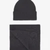 Merino Wool Beanie & Scarf - Lava Grey