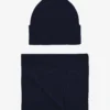 Merino Wool Beanie & Scarf - Navy Blue