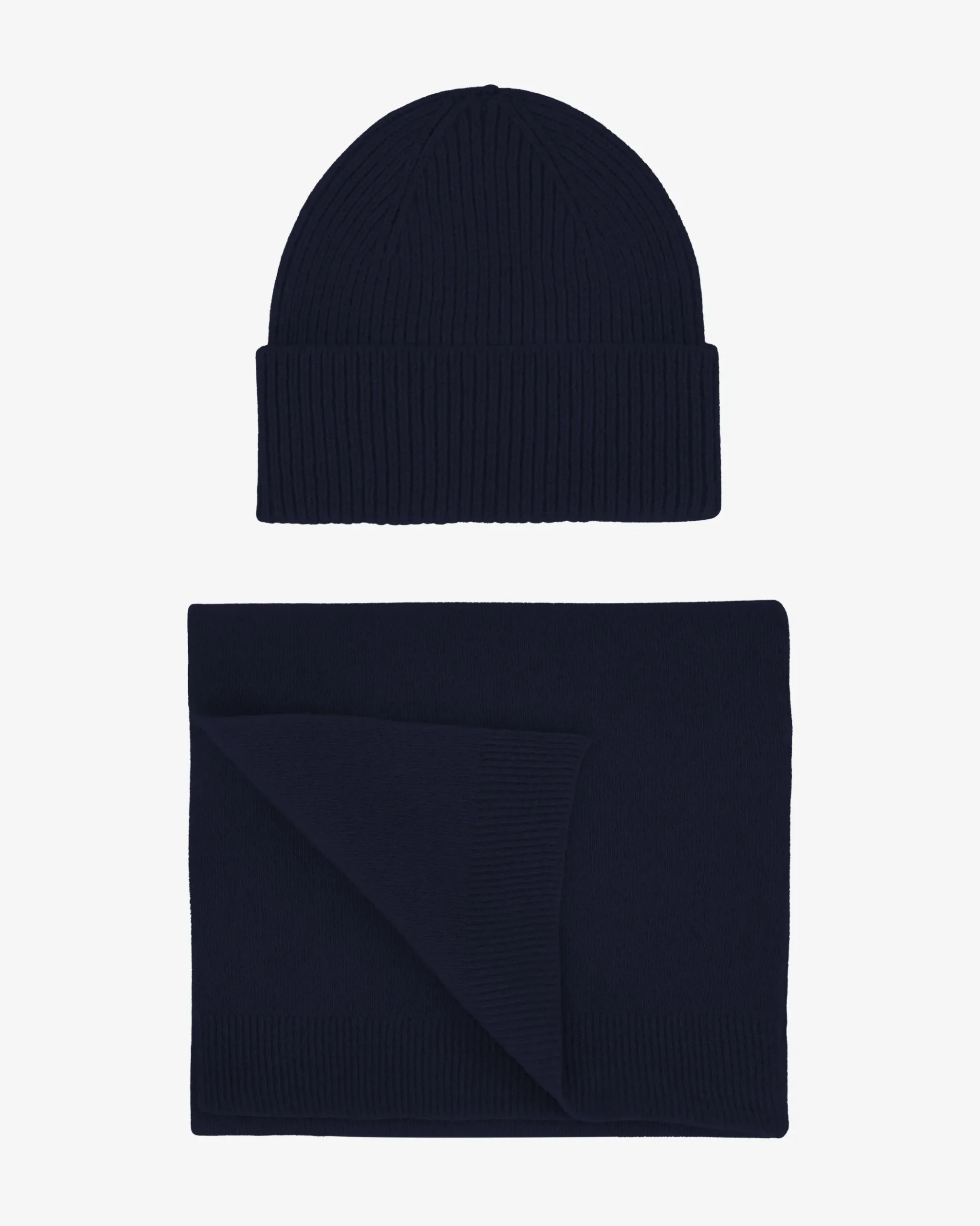 Merino Wool Beanie & Scarf - Navy Blue