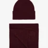 Merino Wool Beanie & Scarf - Oxblood Red