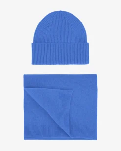 Merino Wool Beanie & Scarf - Pacific Blue