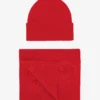 Merino Wool Beanie & Scarf - Scarlet Red