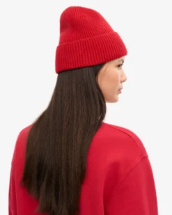 Merino Wool Beanie - Scarlet Red
