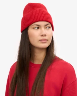 Merino Wool Beanie - Scarlet Red