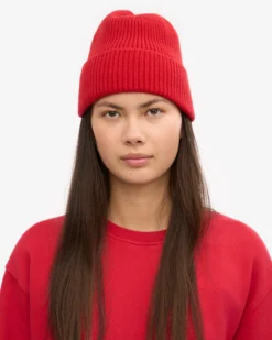 Merino Wool Beanie - Scarlet Red