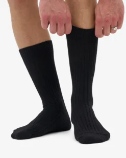 Merino Wool Blend Sock - Deep Black