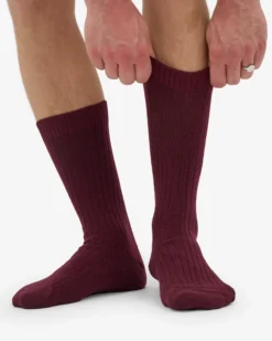 Merino Wool Blend Sock - Oxblood Red