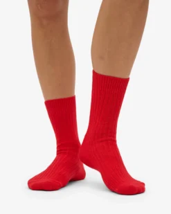 Merino Wool Blend Sock - Red Tangerine