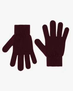 Merino Wool Gloves - Oxblood Red