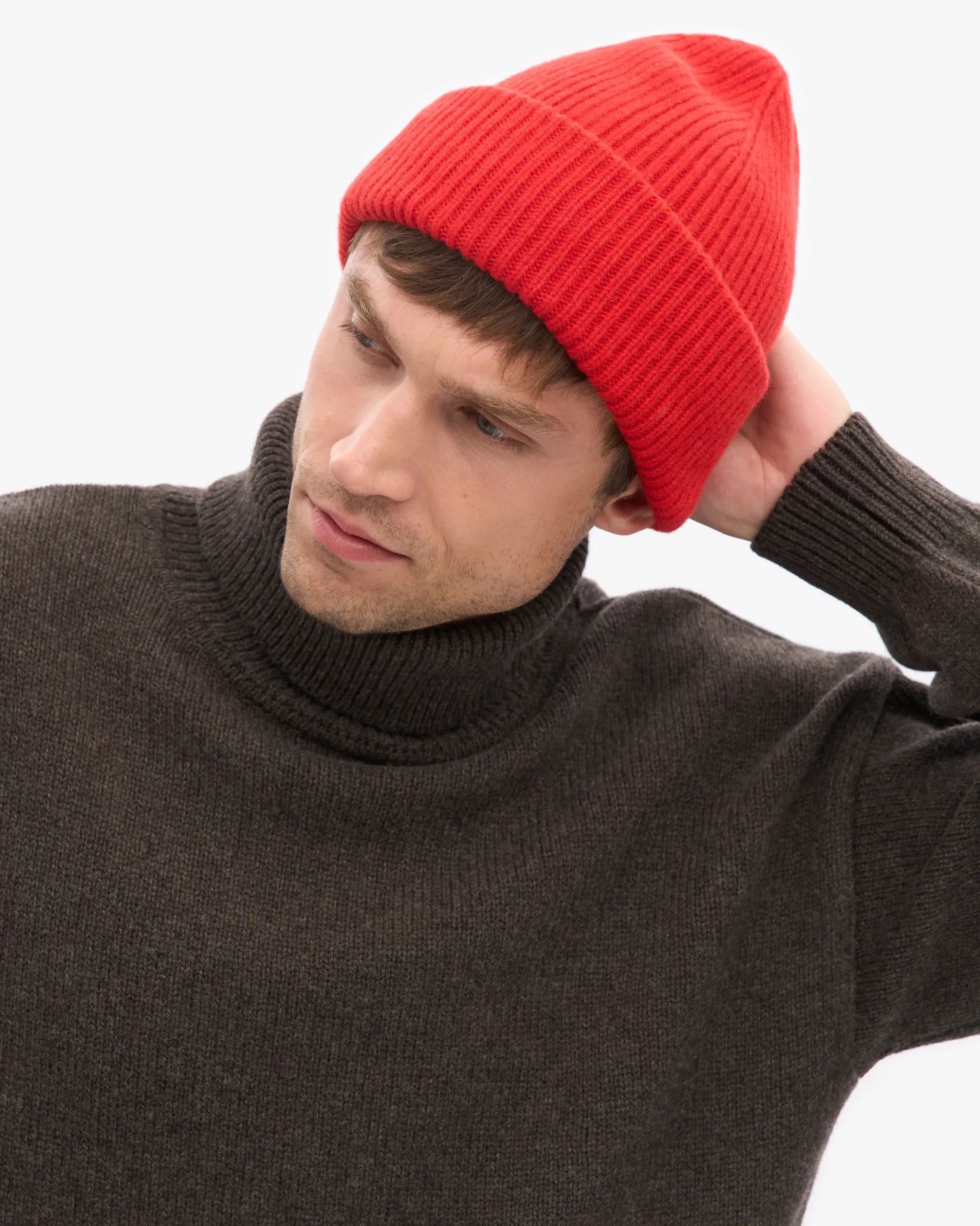 Merino Wool Hat - Red Tangerine