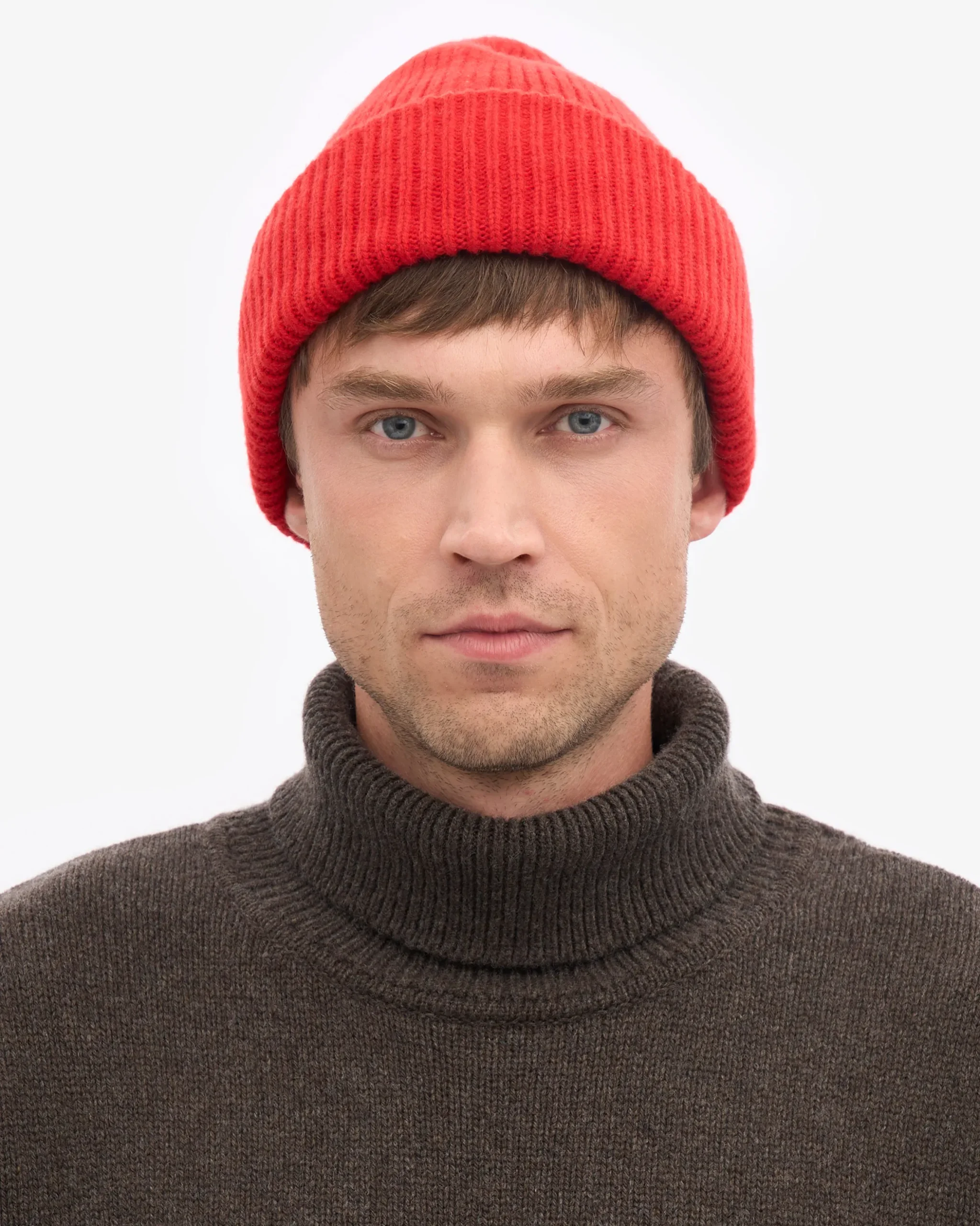 Merino Wool Hat - Red Tangerine
