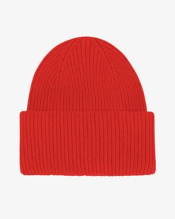 Merino Wool Hat - Red Tangerine