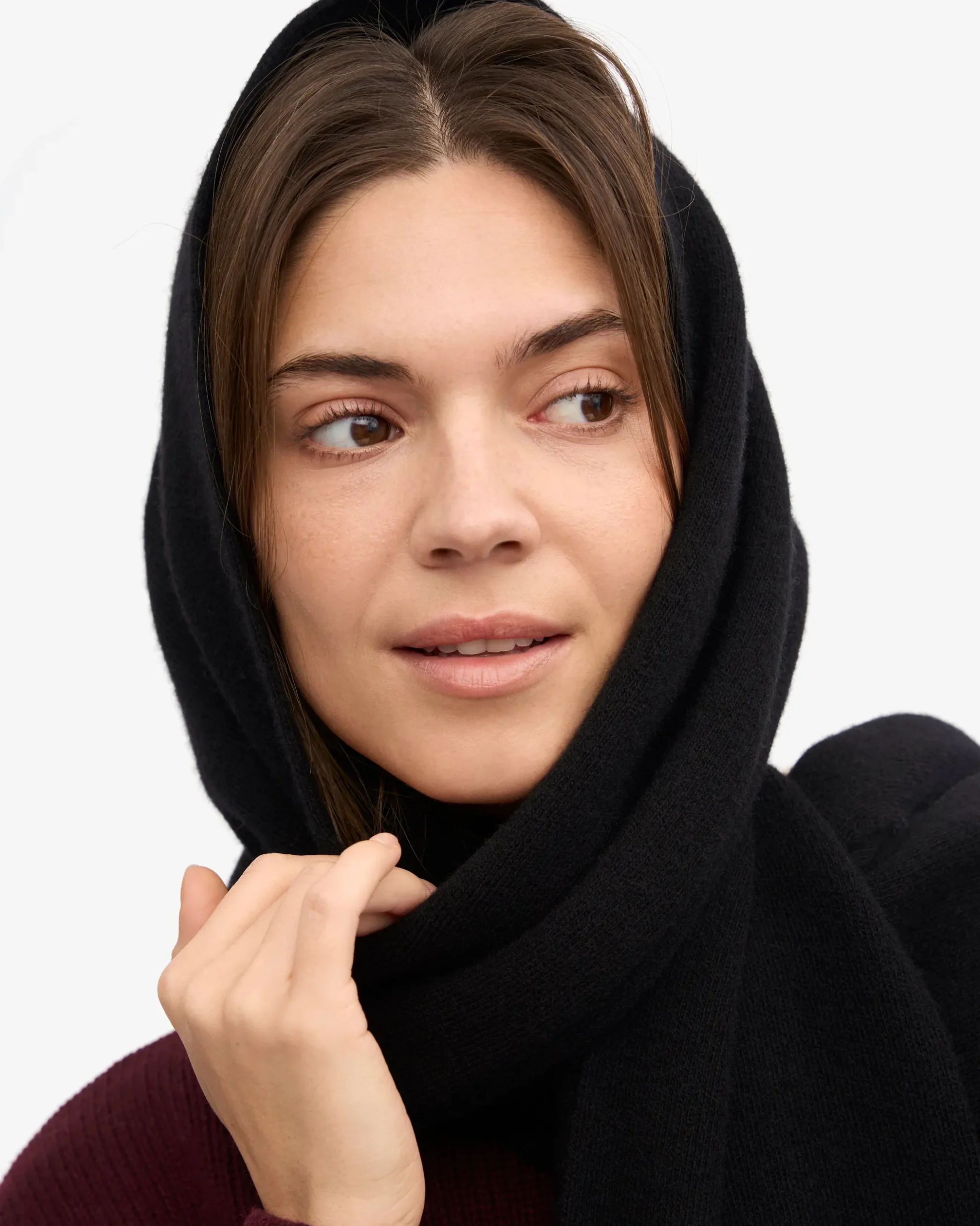 Merino Wool Scarf - Deep Black