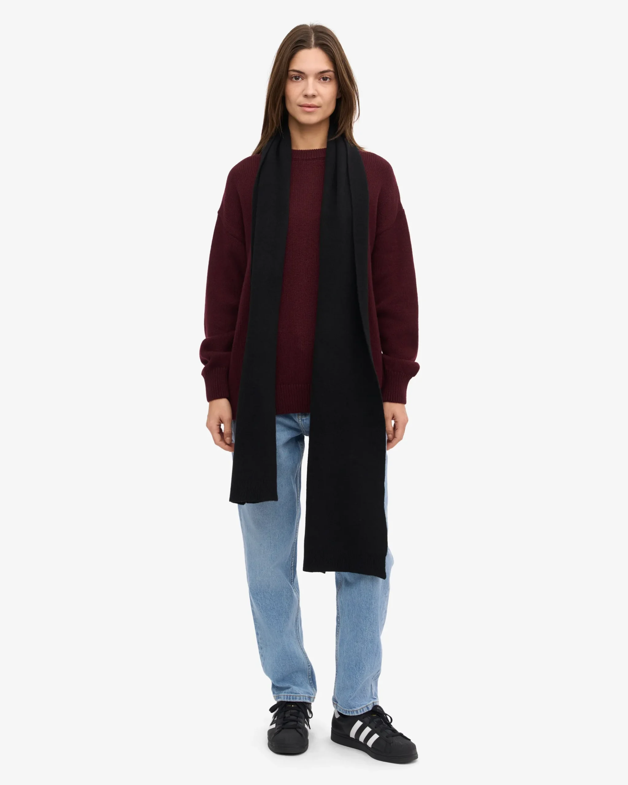 Merino Wool Scarf - Deep Black