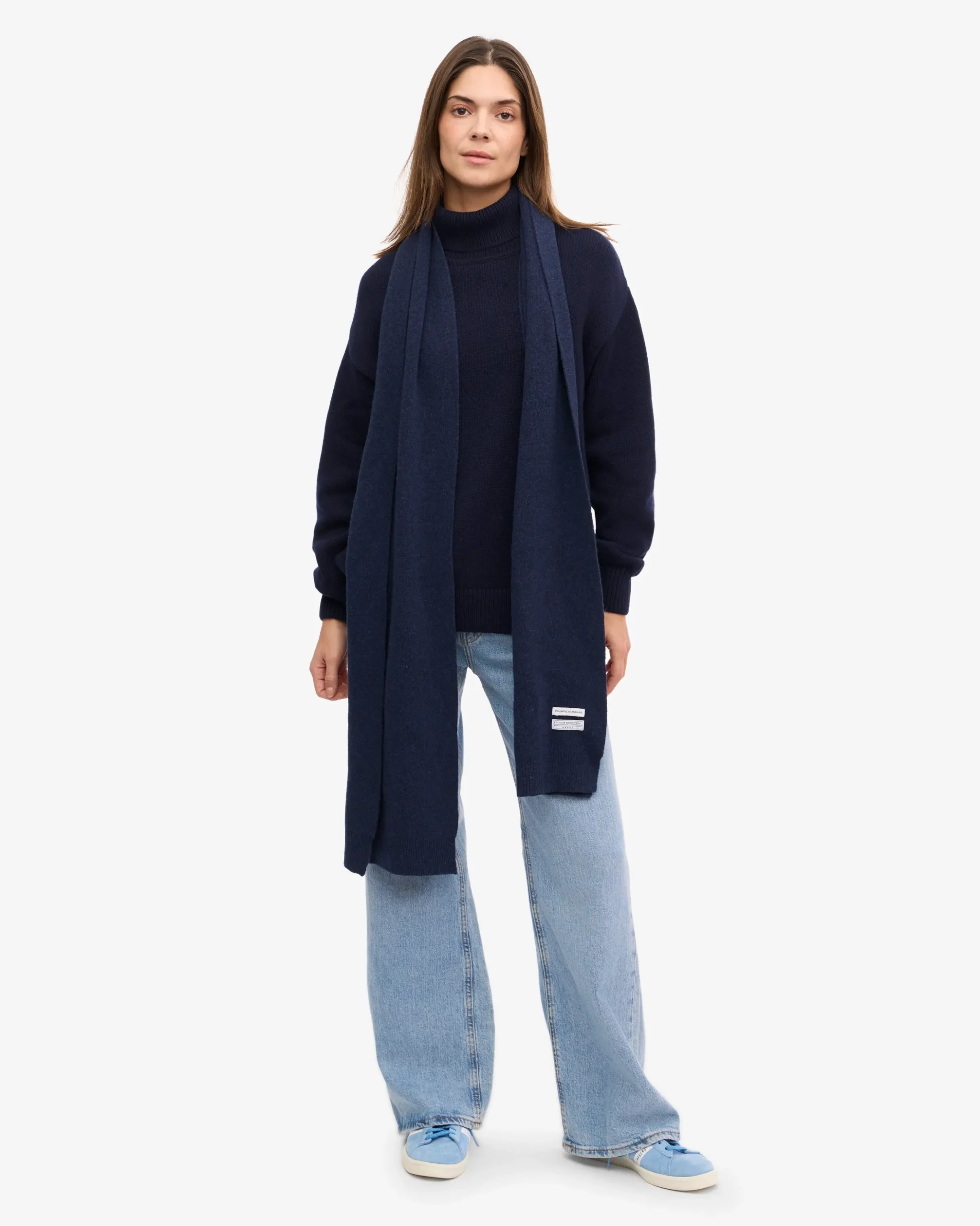 Merino Wool Scarf - Marine Blue