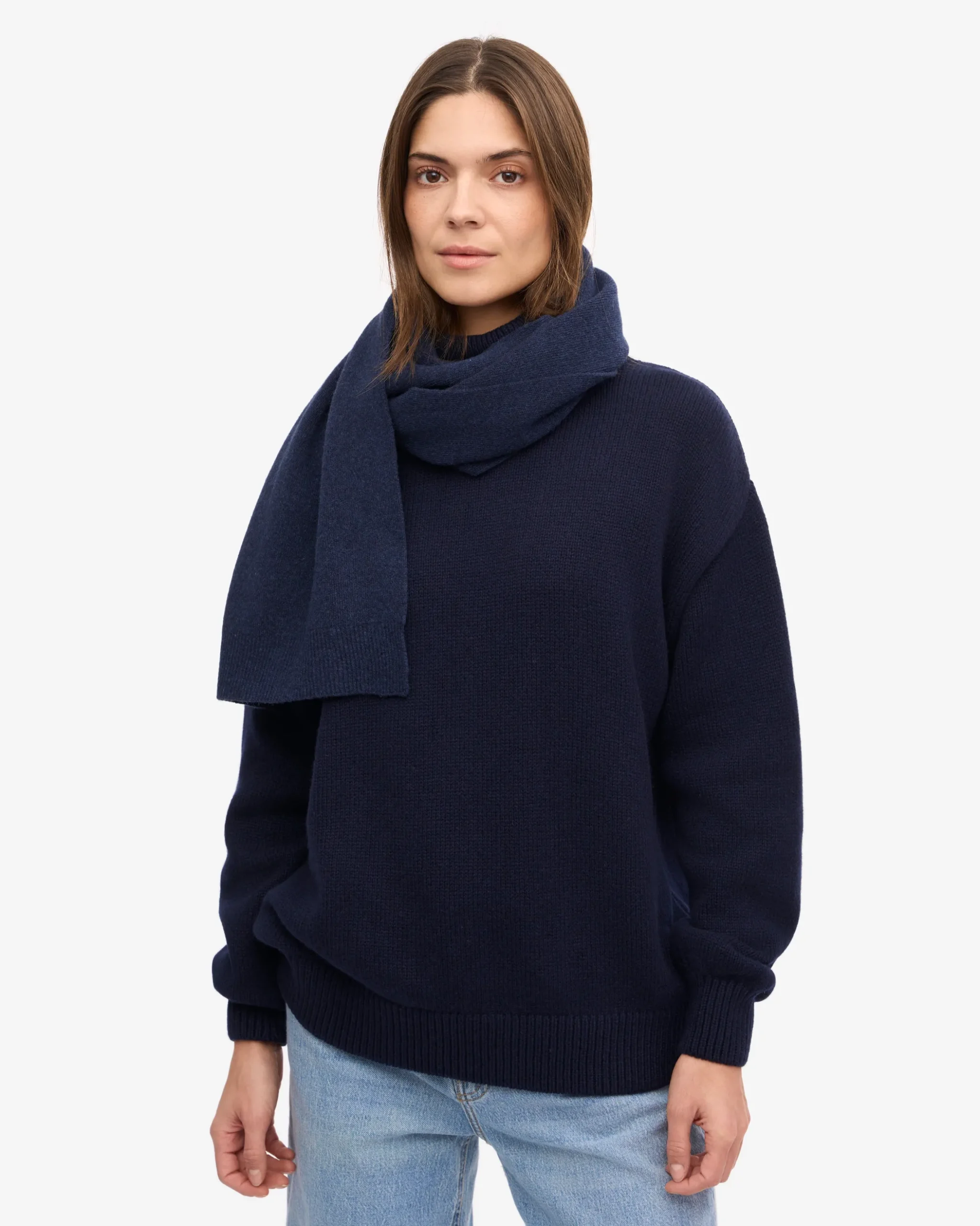 Merino Wool Scarf - Marine Blue