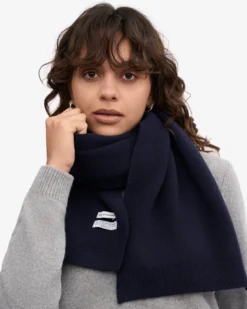 Merino Wool Scarf - Navy Blue