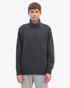 Merino Wool Turtleneck - Lava Grey