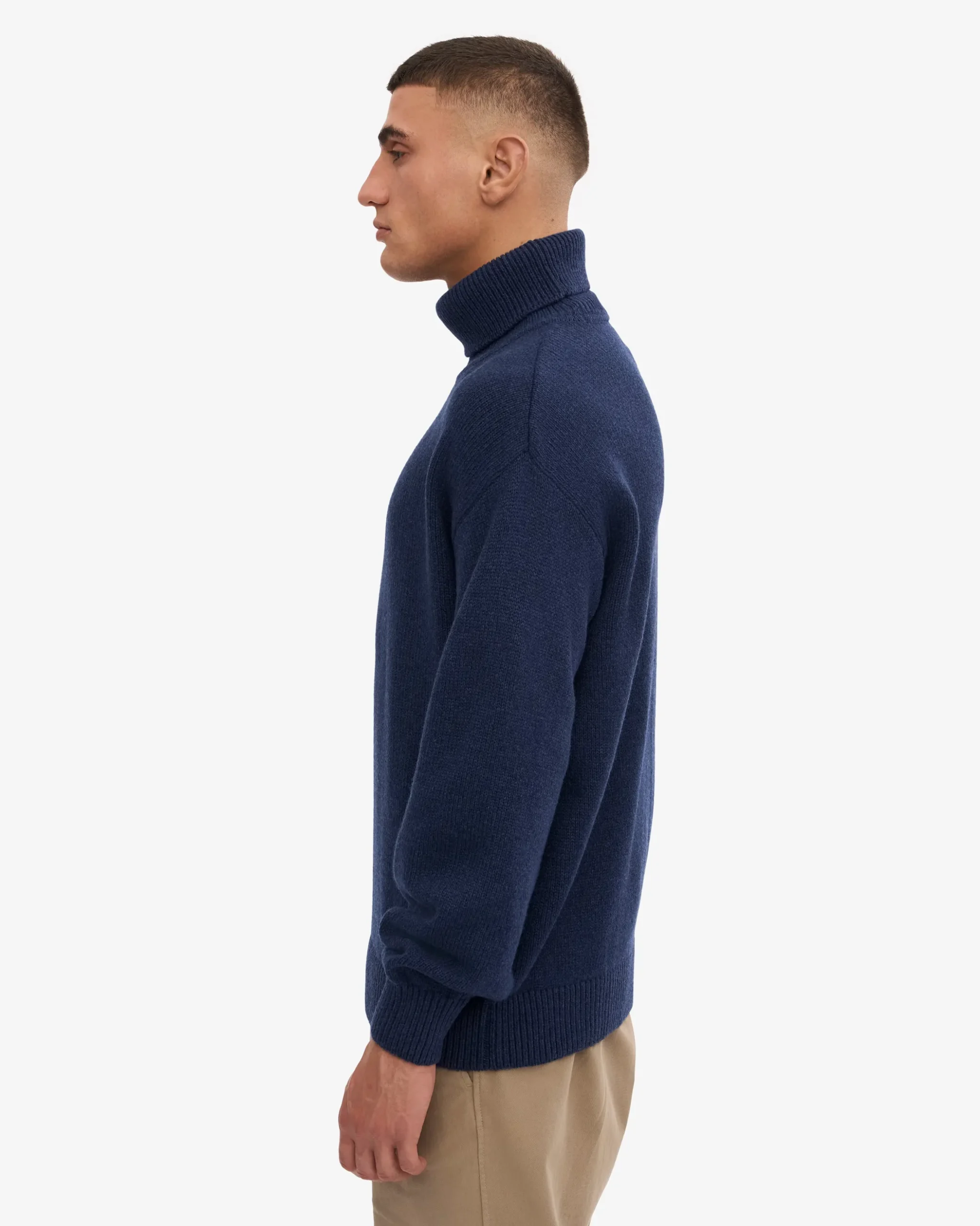 Merino Wool Turtleneck - Marine Blue